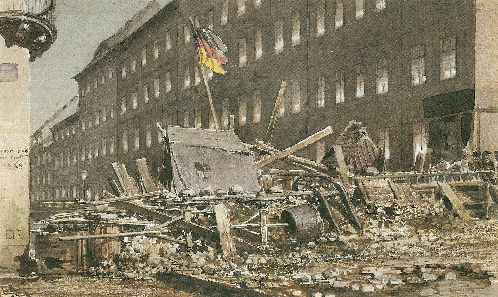 Barrikade in der Breiten Straße